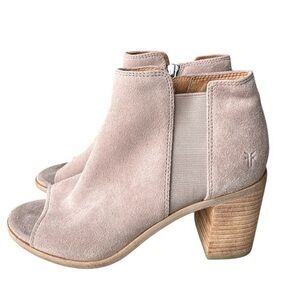 Frye brown Leather Suede Danica Peep Toe Booties Size 6.5